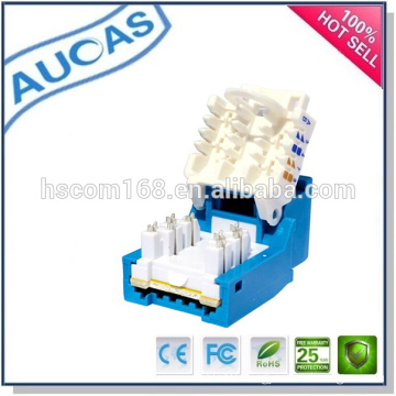 Aucas cat6 utp 90 degree keystone jack / systimax rj45 UTP modular jack / 8P8C tooless with cable holder connector plug